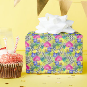 Begonia-Orchidee und Palme-Blätter Geschenkpapier