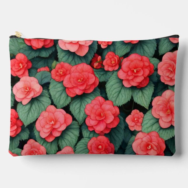Begonia rosa Blume Zubehörtasche (Vorderseite)