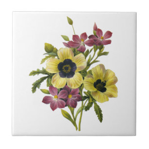 Begonia und Lila Periwinkles Redoute Bouquet Fliese