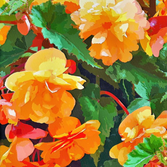 BEGONIAS FLIESE (A pretty watercolor of yellow and pink begonias. )