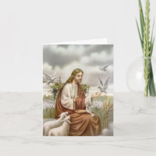 Begräbnis danken Ihnen kardiert   Jesus mit Tauben Dankeskarte