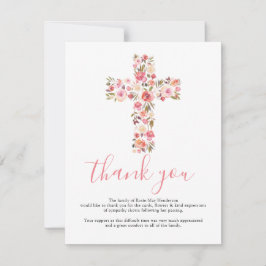 Begräbniskreuz Danke | Rosa Floral Mitteilungskarte