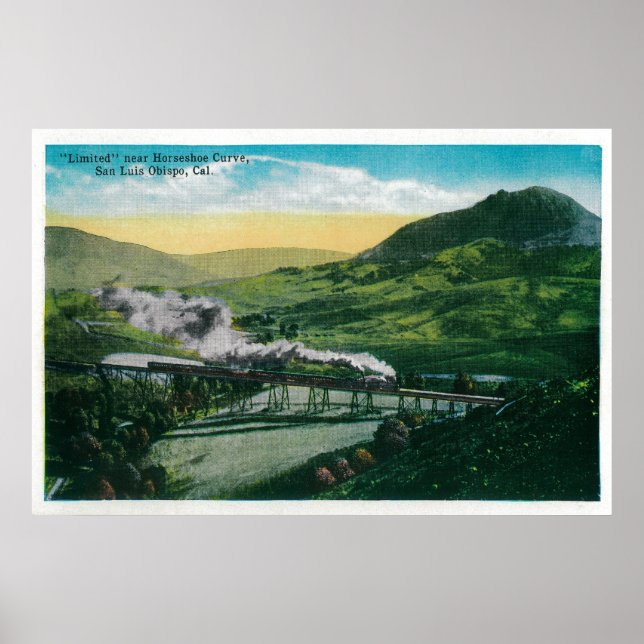 Begrenzte Eisenbahn in der Nähe der Horseshoe-Kurv Poster (Vorne)