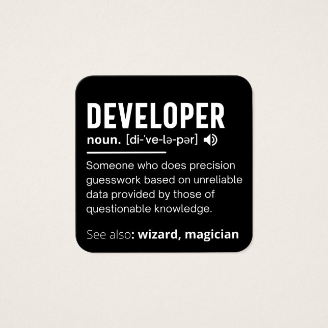 Begriffsbestimmung lustige Entwickler (Vorderseite)