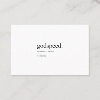 Begriffsbestimmungen für Englisch: Godspeed Visitenkarte