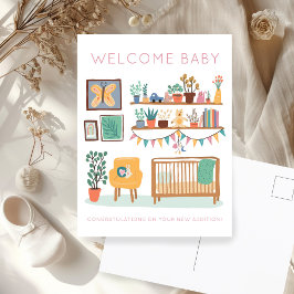 BEGRÜSSEN BABY Cute Nursery Gender Neutral Congrat Postkarte
