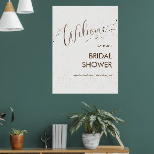 Begrüßen Sie das Minimalistische Gold Dust Brautpa Poster