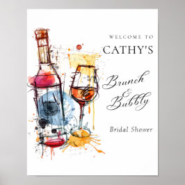 Begrüßen Sie den Champagner Brunch und das Bubbly Poster