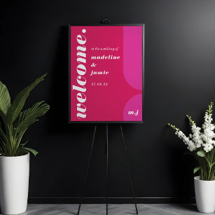 Begrüßen Sie die Abstrakte Hochzeit in Pink Magent Poster