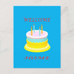 Begrüßen Sie die Zuhause in Meeresblau mit Kuchen Postkarte