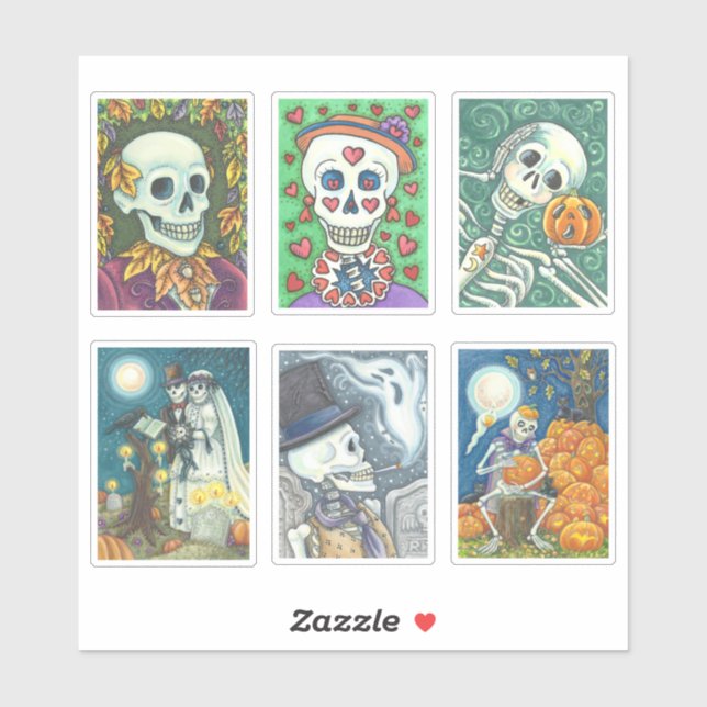 BEGRÜSSTE ROSSENSKULL, SKELETON-TOT-FOLK-STICKER AUFKLEBER (Blatt)