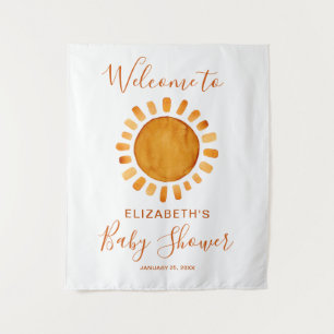 Begrüßte Yellow Sun Baby Dusche Wasserfarbe Empfan Wandteppich