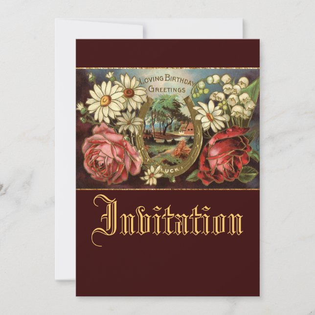 Begrüßung am Geburtstag mit Rose Einladung (Vorderseite)