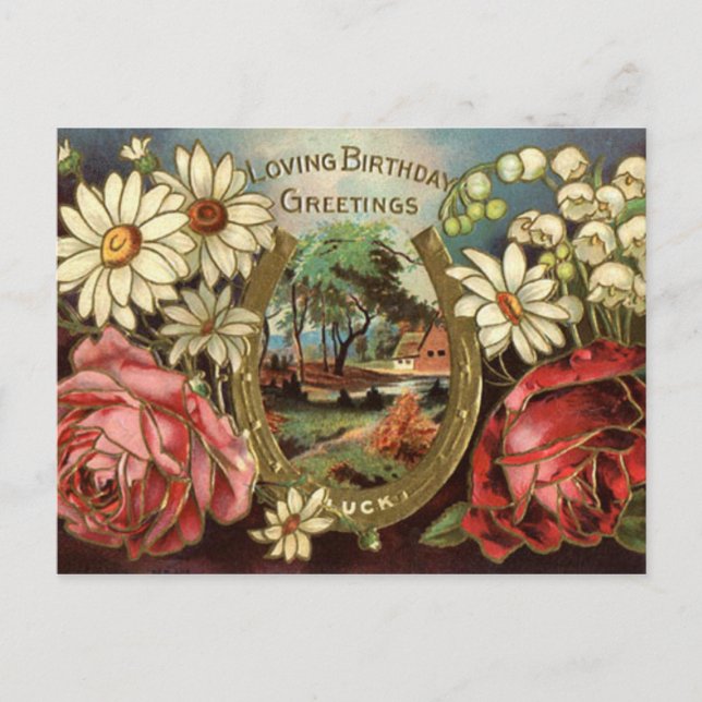 Begrüßung am Geburtstag mit Rose Postkarte (Vorderseite)