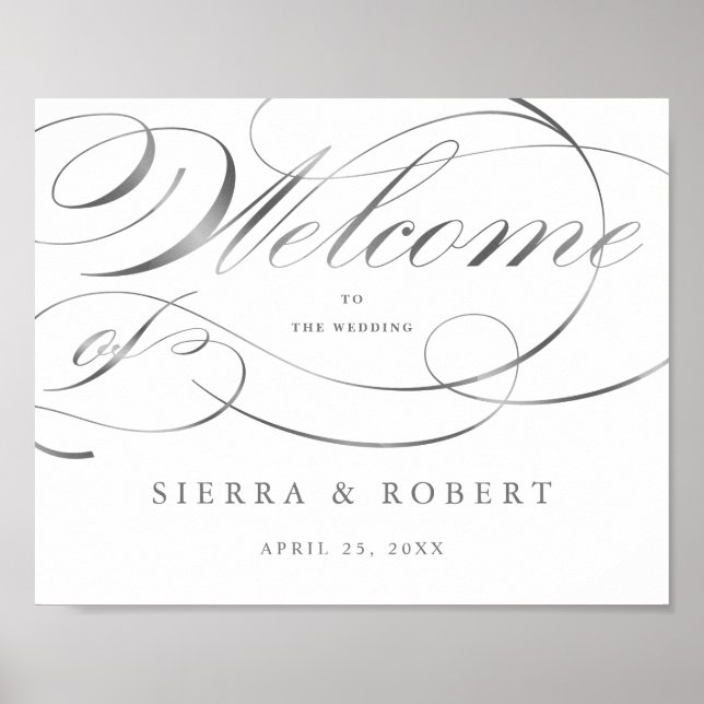 Begrüßung Begrüßung Elegante Imitate Silver Script Poster (Vorne)