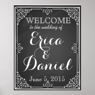 Begrüßung bei der Hochzeit der Tafel mit Druckzeic Poster