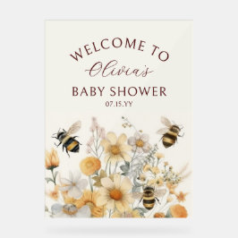 Begrüßung Bienendusche Wildblume Floral Baby Acrylschild