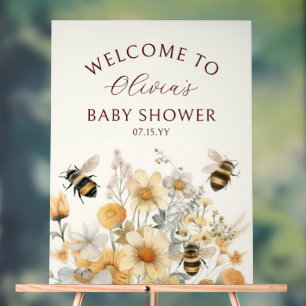 Begrüßung Bienendusche Wildblume Floral Baby Acrylschild