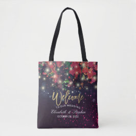 Begrüßung Burgundy Red Floral String Lights Tasche