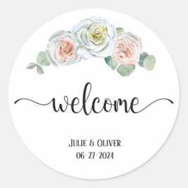 Begrüßung Delikate Rose Runder Aufkleber