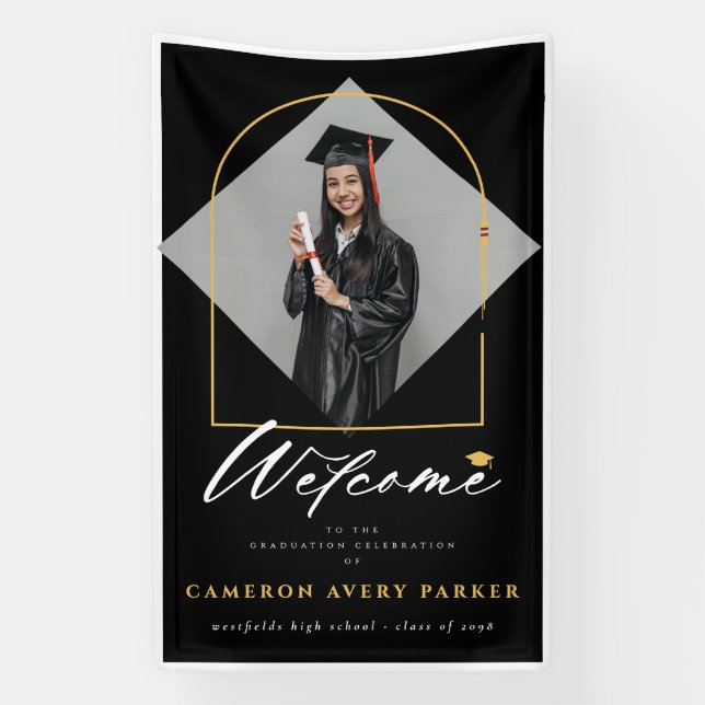 Begrüßung der Arch Tassels Frame Foto Graduation P Banner (Vertikal)