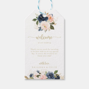 Begrüßung der blumenblütigen Hochzeit der Navy Geschenkanhänger