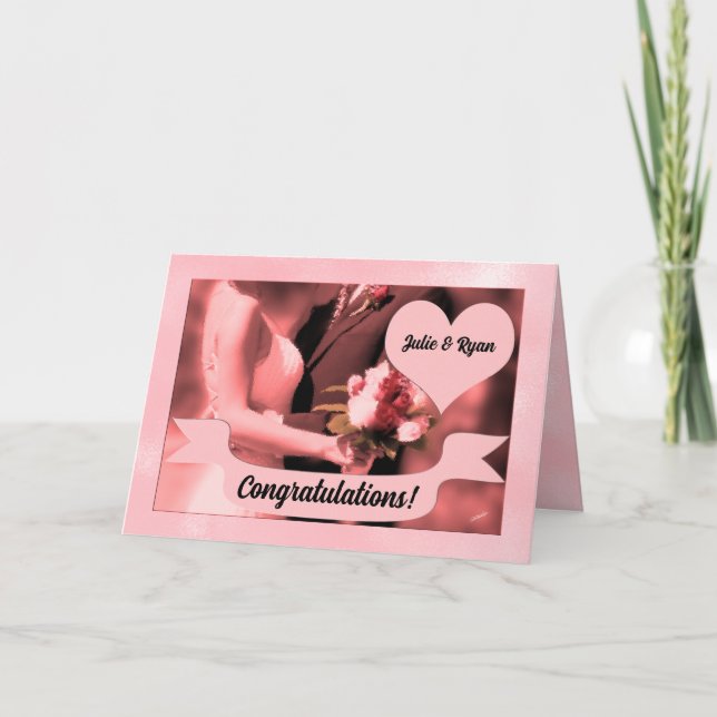 Begrüßung der Braut und der rosa Groom Hochzeit Karte (Vorderseite)