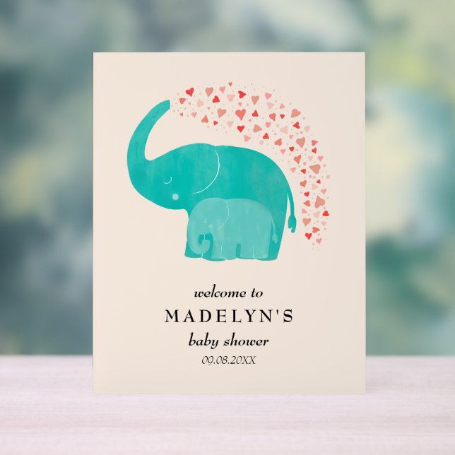 Begrüßung der Elefantenmutter und der Babydusche Acrylschild (Neutral)
