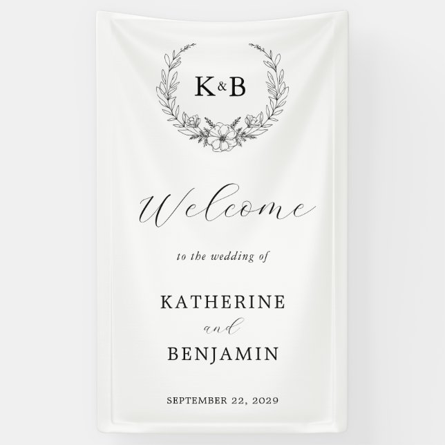 Begrüßung der eleganten Blumenschrift Banner (Vertikal)