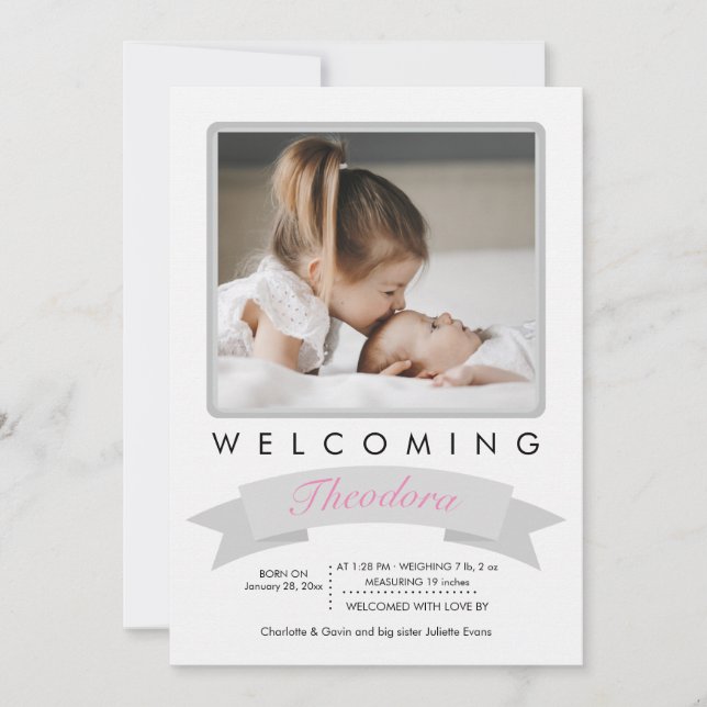 Begrüßung der Geburtsankündigung Fotos Ankündigung (Vorderseite)