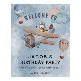 Begrüßung der Geburtstagsparty von Watercolor Airp Poster