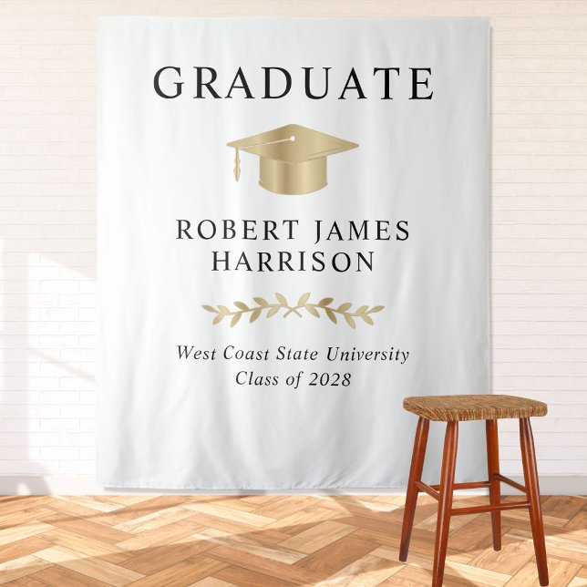 Begrüßung der Gold Grad Cap Graduation Party Wandteppich (Von Creator hochgeladen)