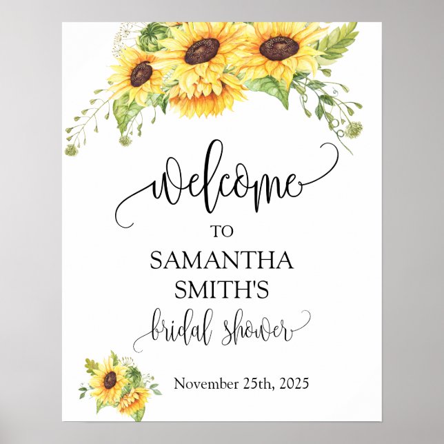 Begrüßung der Hochzeit der Sonnenblumen im Brautpa Poster (Vorne)