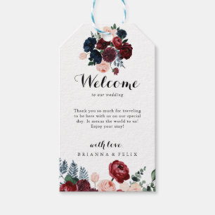 Begrüßung der Hochzeit von Burgund Pink Navy Geschenkanhänger