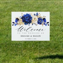 Begrüßung der Hochzeit von Royal Blue Yellow Gold