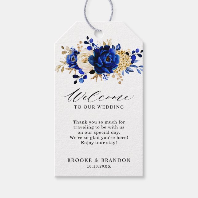 Begrüßung der Hochzeit von Royal Blue Yellow Gold  Geschenkanhänger (Vorderseite)