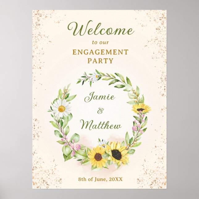 Begrüßung der Hochzeitsfeier für Sonnenblumen Poster (Vorne)