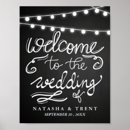 Begrüßung der Hochzeitssaitenlichtblende Poster