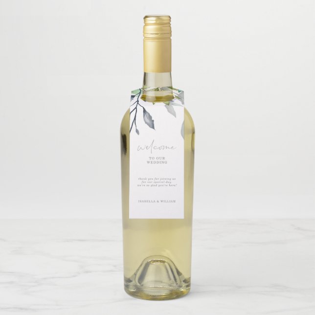 Begrüßung der kalligraphischen Botanischen Hochzei Flaschenanhänger (Auf Flasche)