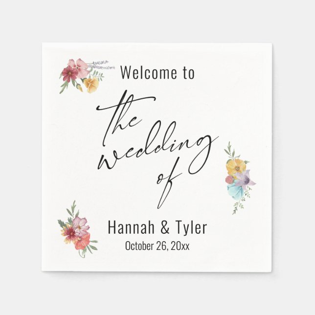 Begrüßung der mehrfarbigen Wildblume Serviette (Vorderseite)