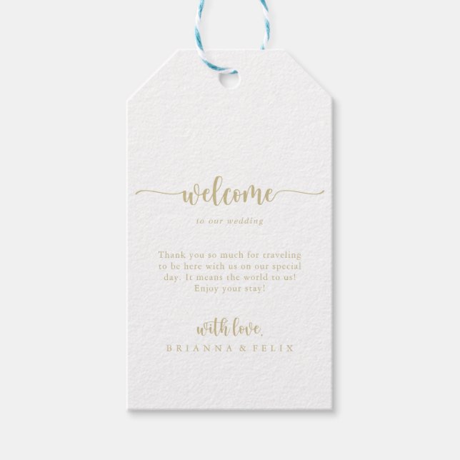 Begrüßung der Minimalistischen Goldkalligraphie Geschenkanhänger (Vorderseite)