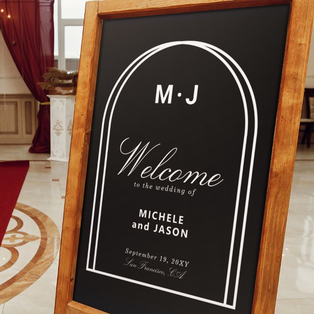 Begrüßung der Minimalistischen Schwarz-weißen Chic Poster (Von Creator hochgeladen)