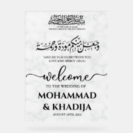 Begrüßung der muslimischen Hochzeit aus weißem Mar Acrylschild