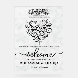 Begrüßung der muslimischen Hochzeit aus weißem Mar Acrylschild