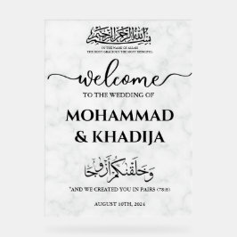 Begrüßung der muslimischen Hochzeit aus weißem Mar Acrylschild