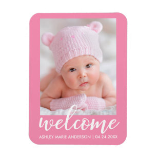Begrüßung der neuen Baby-Ankündigung Pink Magnet