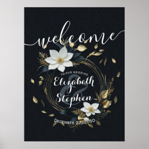 Begrüßung der Schwarz-weißen Goldblumenzeremonie Poster