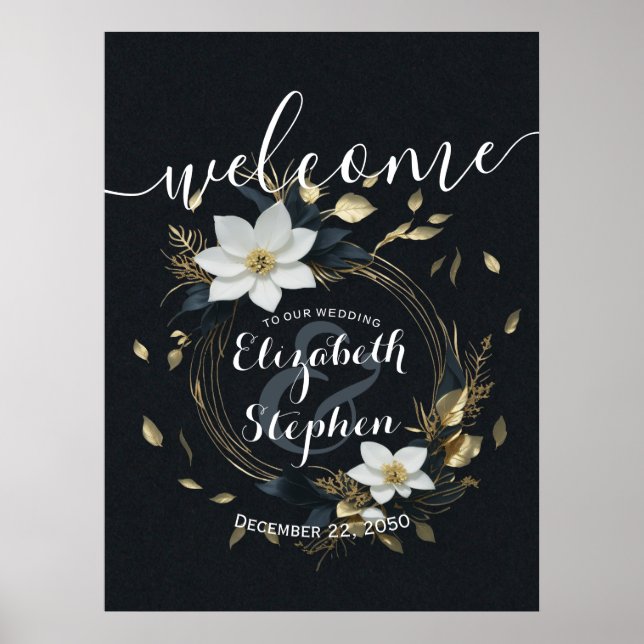 Begrüßung der Schwarz-weißen Goldblumenzeremonie Poster (Vorne)