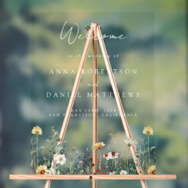Begrüßung der Sommerhochzeit in der Wildblume Acrylschild