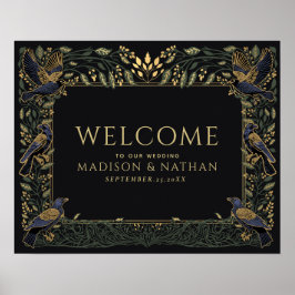 Begrüßung der verzauberten Gothic Raven Green Wedd Poster